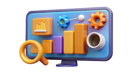 Data Analysis and Strategic Planning, symbolized by a Bar Chart and Search Icon