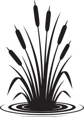 Cattail Silhouette Vector | Wetland Plant Clipart  Wild Cattail Silhouette | Marsh Grass Design  Cattail Plant Silhouette | Nature Botanical Art