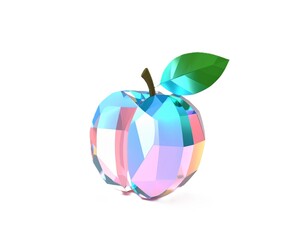 虹色に輝く宝石のようなクリスタルピーチ（桃）のイラスト