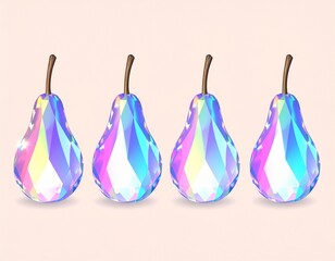 虹色に輝く宝石のようなクリスタル洋梨のイラスト