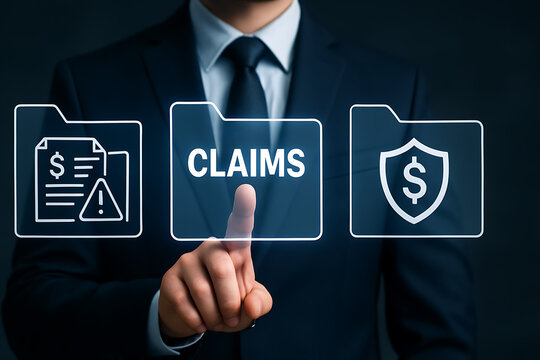 CLAIMS. Claims Management Business Department Concept. Registration claim document.