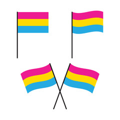 Set of pansexual flags. LGBTQI concept. Flat design illustration.	
