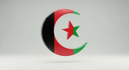 Obraz premium Afghanistan Flag Crescent and Star: Bold Colors, Glossy Finish, Studio Shot