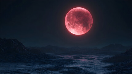 full moon rising over the mountains