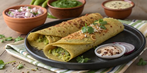Traditional Pesarattu - South Indian Green Moong Dal Crepe