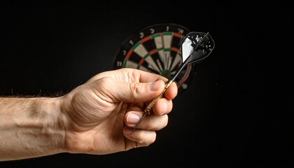 Dart in hand, target setting concept