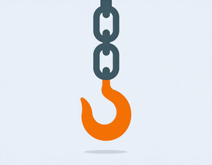 Obraz premium AI generated flat design illustration of an industrial crane hook with a chain. Vector icon for construction, lifting, and heavy-duty work