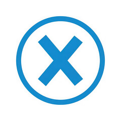 Obraz premium 3d icon of a simple blue cross mark icon inside a circle indicating cancellation or a wrong choice for user interfaces isolated on transparent background