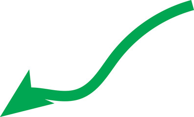 Green Curved Arrow Downward: Simple, Clean, Modern Design Element