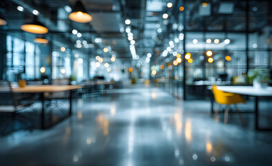Blurred Office Space Background, Modern Corporate Workplace, Empty Business Environment, Abstract Professional Setting, Unfocused Work Area, Contemporary Design