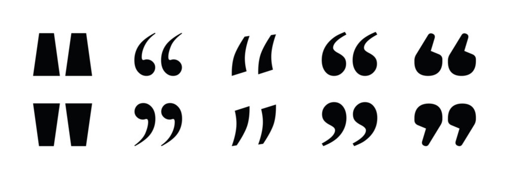 Quote Mark Icon Set. Vector Punctuation Symbols in Multiple Styles for Typography, Design