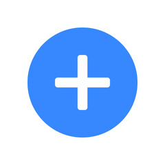 Obraz premium Add or summing icon in a blue circle with a transparent background