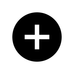 Add or summing icon in a black circle with a transparent background