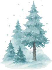 Obraz premium Hand-Painted Watercolor Nature Elements – Trees, Flowers, and Grass