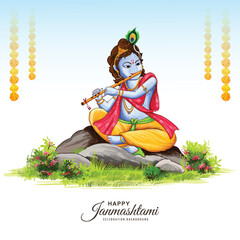 Hindu festival of india happy janmashtami card background