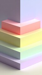 Pastel-colored geometric shapes layered in a corner