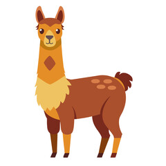 Cute cartoon llama standing profile view isolated on white background