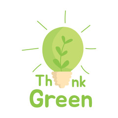 Think Green Ecology Sticker Illustration 