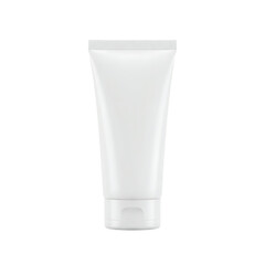 Clean Blank White Plastic Tube for Cream or Cosmetic Packaging – Isolated on White or Transparent Background