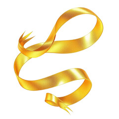 A golden ribbon gracefully unfurling against a stark black backdrop creating an elegant design element on transparent background silhouette