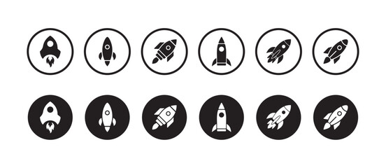 Rocket icon, Rocket launched icon, Black rocket icon with simple design isolated icon. Vector illustration eps 10.