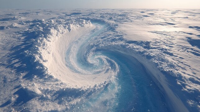 Glacial vortex swirling in icy landscape