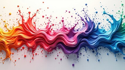 Vibrant Colorful Liquid Splatter Art with Wavy Texture