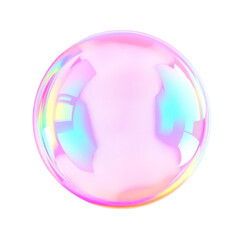 A single iridescent soap bubble floating against a solid black background in a studio shot style on transparent background silhouette
