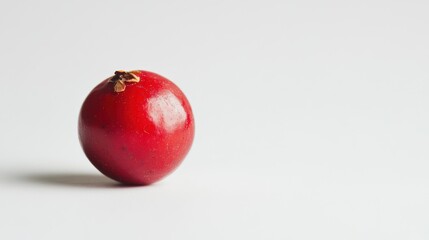 Single red berry on white background in studio setting