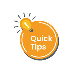 Quick tips message bubble with light bulb emblem. Banner design for business and advertising. Vector illustration.