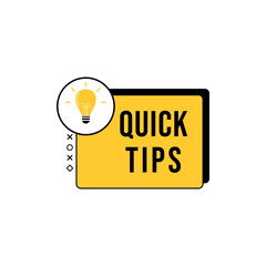 Quick tips message bubble with light bulb emblem. Banner design for business and advertising. Vector illustration.