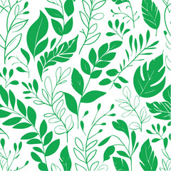 seamless pattern green leaves texture vector