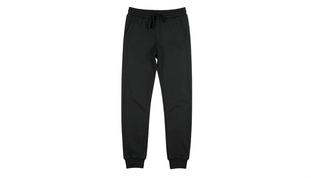 Black cotton sweatpants on a white background for casual wear