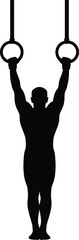Fototapeta premium Gymnast hanging from rings gymnastics athlete