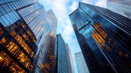 Skyscrapers reaching for a clear sky