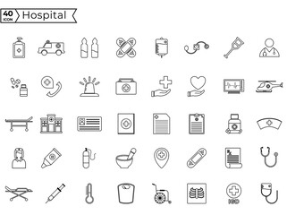 Set of Hospital and medical icons, Medecine and health icon symbols.