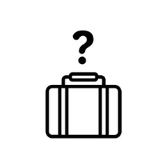 Flat Outline Lost Baggage Icon – Missing Luggage Claim Symbol for Airport, Travel, and Airline Services Vector Illustration