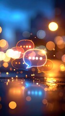 Illuminated speech bubbles suggesting digital communication and interaction