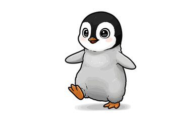 Fototapeta premium Cute Cartoon Penguin in Walking Pose