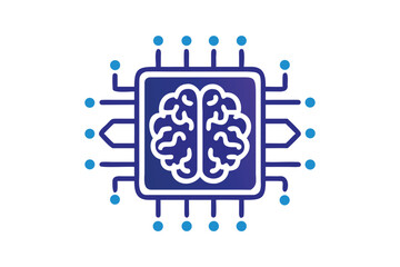 Artificial Intelligence Chip with Brain Icon in Circuit Board Design
