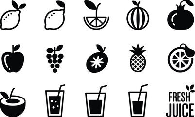 Fruit juice icon set