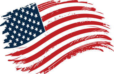 Distressed American Flag Illustration with Red White and Blue Colors a Patriotic Symbol for the United States