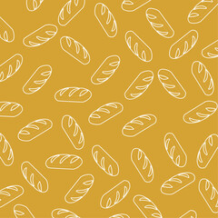 Bread seamless pattern. Delicious Bread Pattern. Seamless Food Illustration. For wallpaper, textiles, backgrounds, websites, postcards, advertising, gift paper, bakery decoration