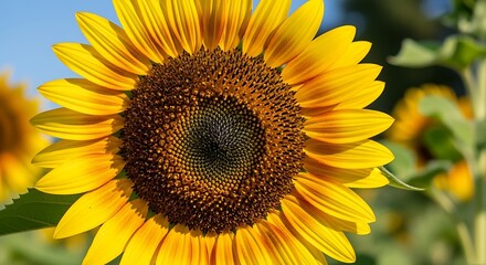 Obraz premium Vibrant Close-Up of a Sunflower in Field