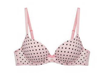 Pink polka dot bra isolated on transparent background