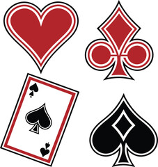 Elegant Playing Card Suits Illustration Heart Diamond Club and Spade Design for Gaming Concepts