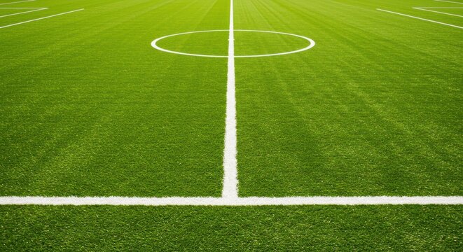Lush green artificial turf landscape showcasing pristine soccer field markings and vibrant verdant