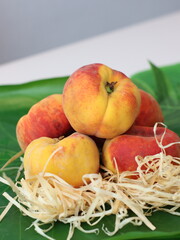 Peach — a juicy and sweet stone fruit known for its fuzzy skin and fragrant aroma. Rich in vitamins and antioxidants, peaches are enjoyed fresh, in desserts, or as ingredients in savory dishes. 