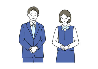 お辞儀するビジネスパーソン　受付　窓口　