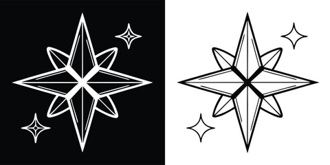 Obraz premium Elegant Stars on Contrasting Backgrounds Vector Illustration for Design and Creativity in Black and White